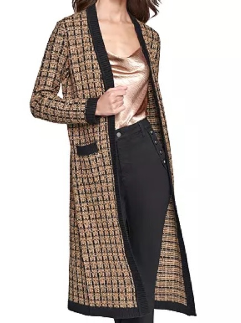 KARL LAGERFELD PARIS Women's Tweed Duster Cardigan (size S)